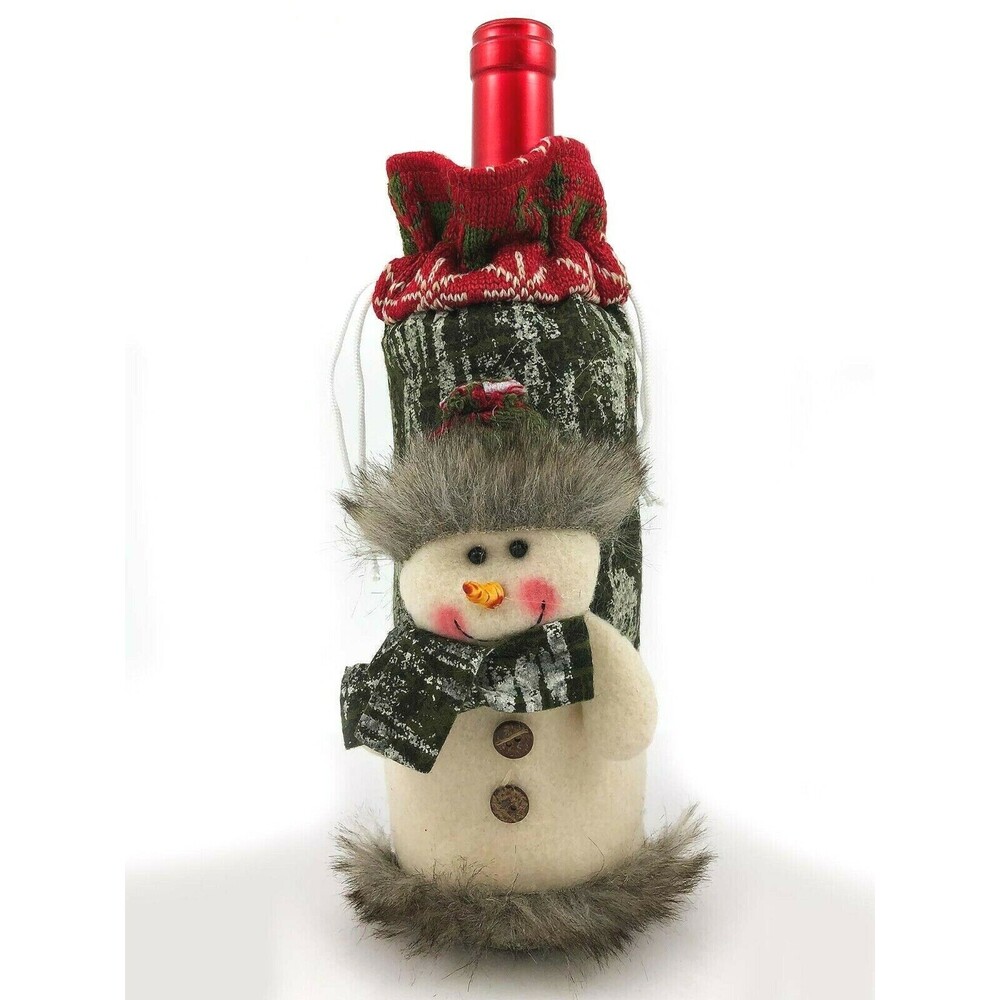 Christmas Wine Bottle Bag 1Pc Snowman Holiday Gift Holder Tote